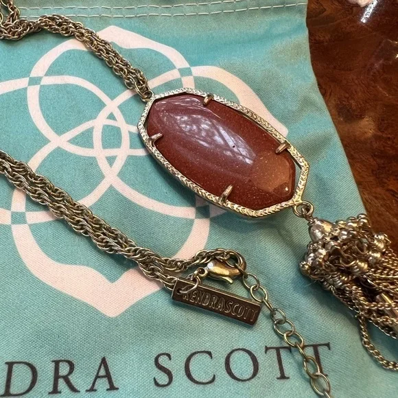 Kendra Scott Gold and Burnt Orange Rayne Pendant Necklace - Picture 10 of 14